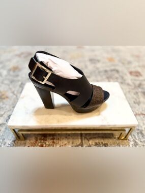 MICHAEL Michael Kors CARLA PLATFORM SANDAL Black/Brown - 8.5M